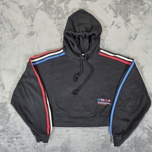 Adidas Orginials Cropped Hoodie Velour Logo Size Small Sweater